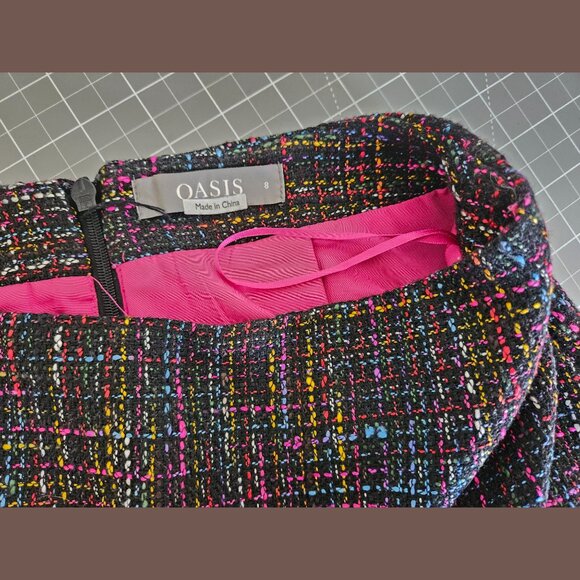 Oasis Black Rainbow Tweed Mini Skirt - Picture 3 of 7